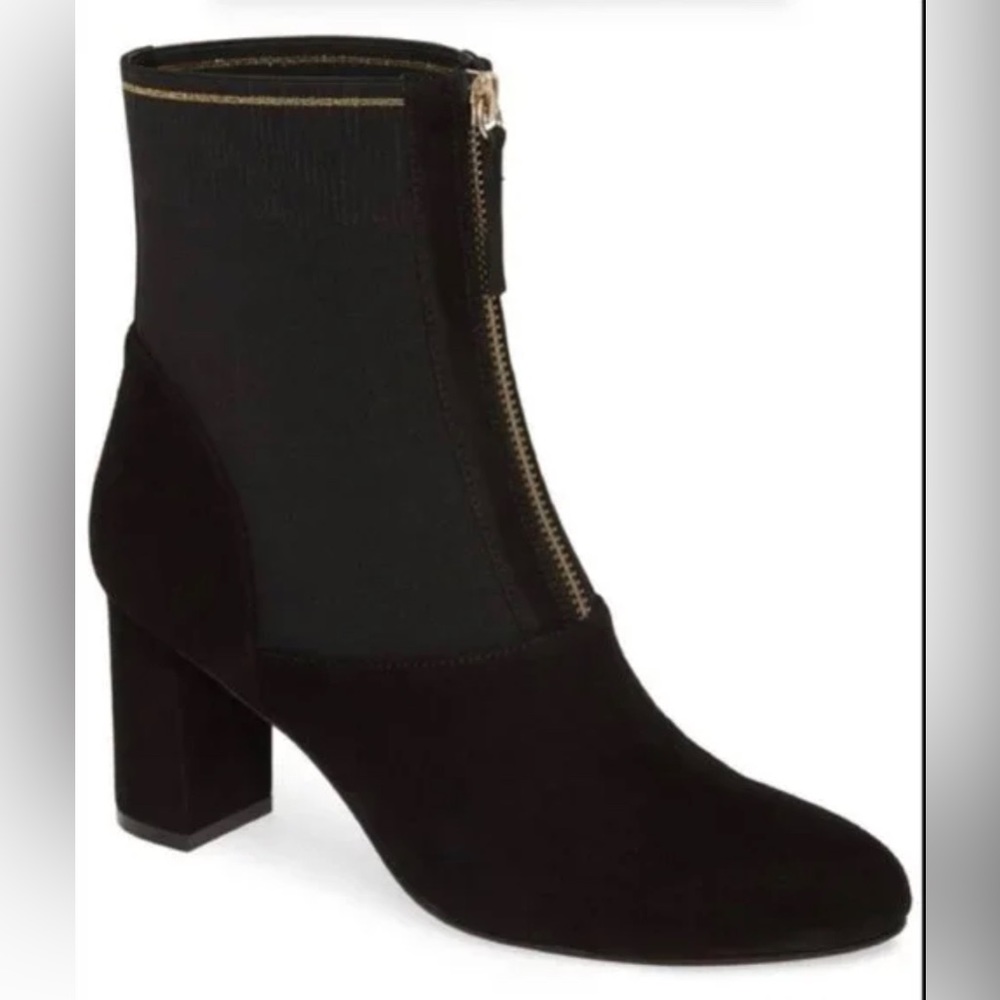 David Tate Womens Monique Ankle Boots Booties Black Block Heels‎ Front Zip 8W